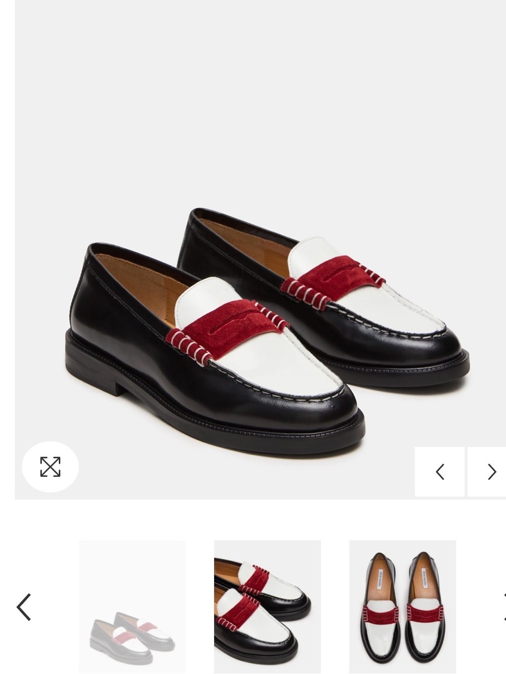Steve Madden Black, White & Red Leather Penny Loafers